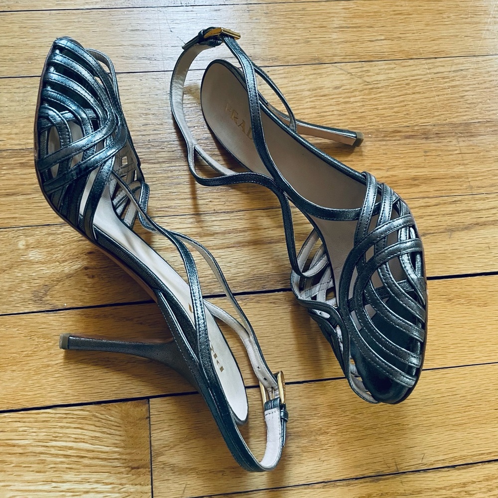 Prada Metallic Silver Heels